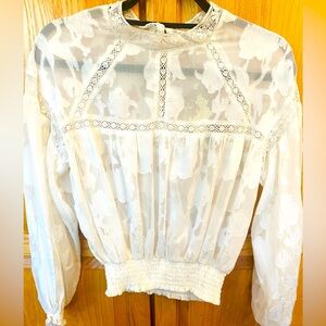 B.O.G Collective Bohemian Cinch‎ Waist Lace Blouse Woman's Size XS**NWT